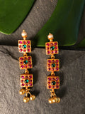 3 SPINEL SQUARE EARRINGS