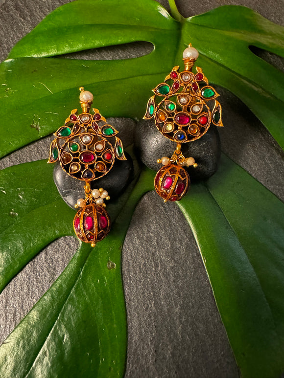 NAVRATNA BALL EARRINGS